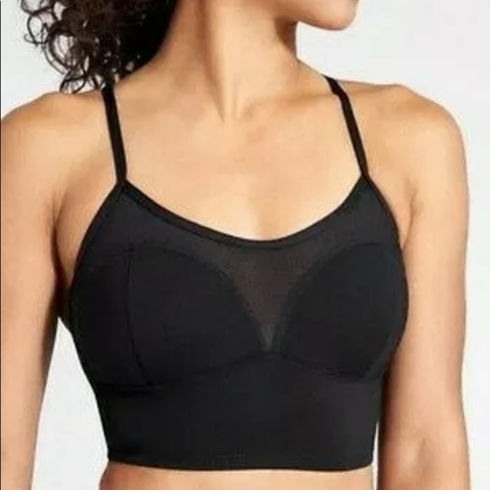 Athleta M Black Mesh Bralette Bikini Top